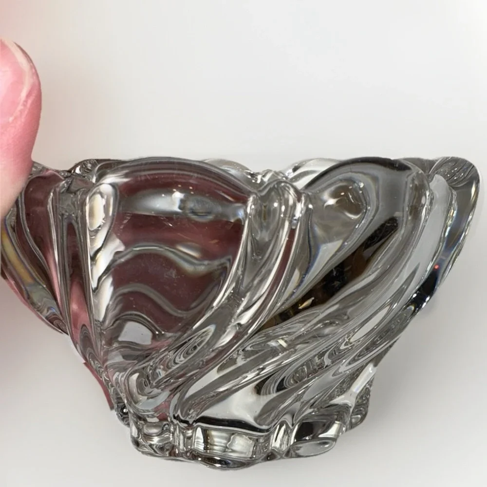 Mikasa Lead Crystal Swirl Votive Candle Holder Clear Glass Scalloped Bowl